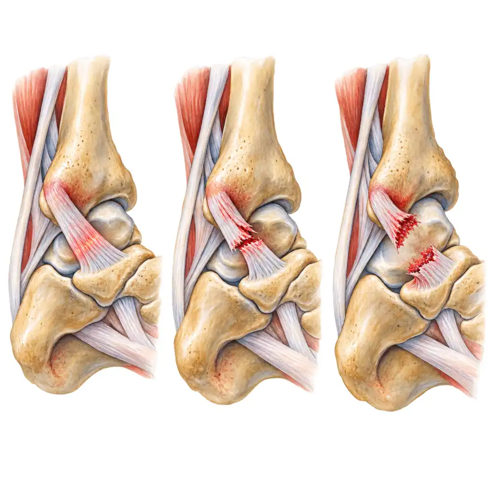 Grade 1 stretched, grade 2 partly torn, grade 3 torn right through. The grade decides the treatment and how long it takes.