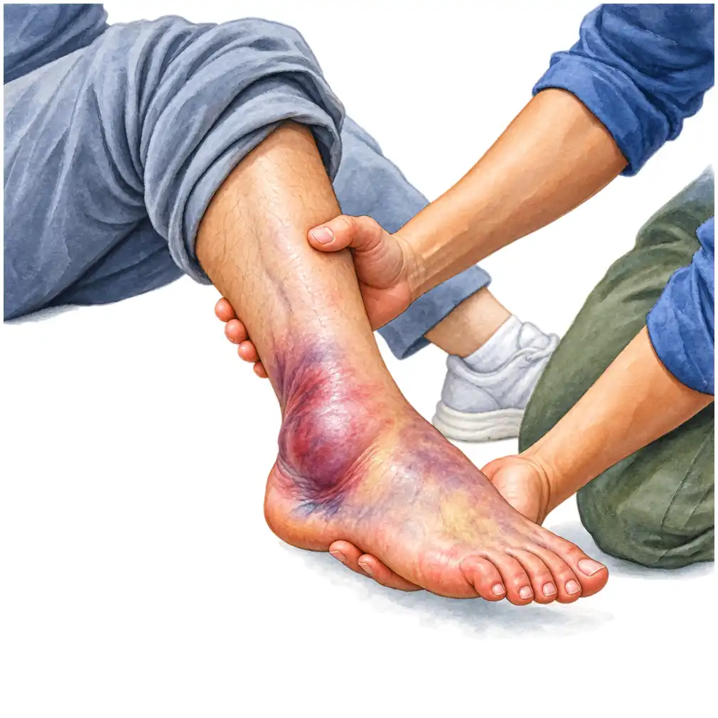 Severe swelling, an ankle that looks bent out of shape, or no walking after 3 to 4 days — see a doctor.