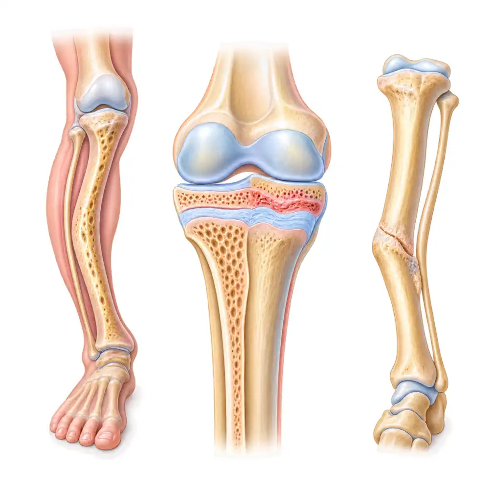 Rickets softens the bone so it bends, Blount disease stops one side of the growth plate, and an old fracture can heal crooked. These do not straighten on their own.