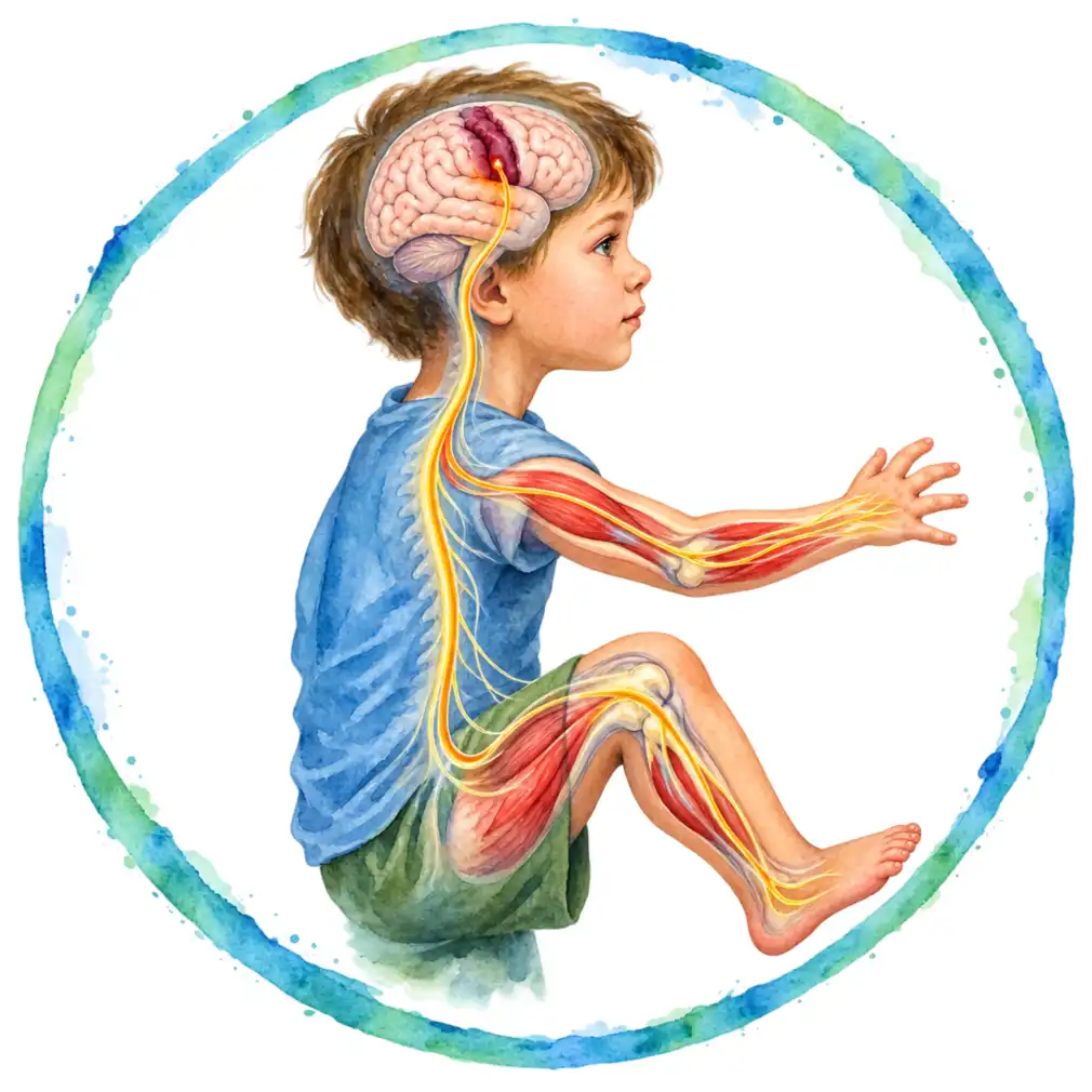 An injury to the developing brain means the signals reaching the muscles are wrong — so movement, tone and posture are affected.