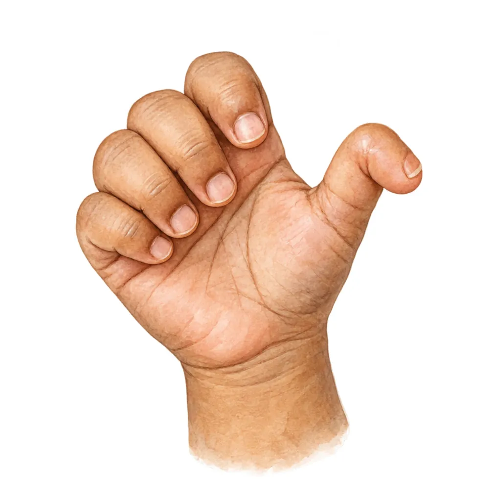 In trigger thumb the child's thumb stays bent at the tip and will not straighten.