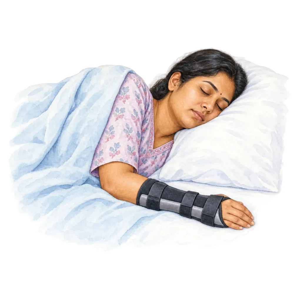 A wrist splint at night keeps the wrist straight and eases pressure on the nerve.