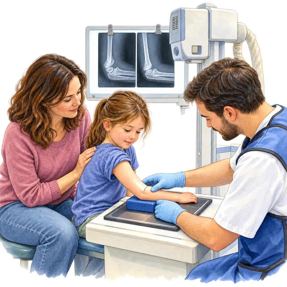Cubitus varus is mostly preventable. An elbow fracture is X-rayed again in the first weeks, not just at the end — keep every follow-up, even when the arm seems fine.