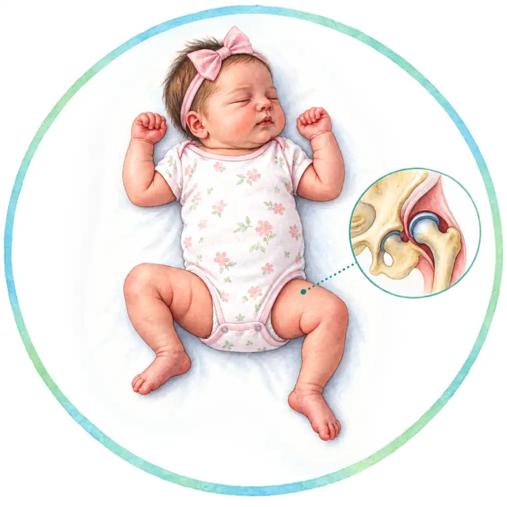 Four times commoner in girls, and more likely in a first baby, a breech birth, or where DDH already runs in the family.