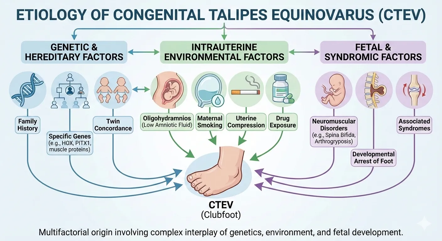 Causes and risk factors of clubfoot CTEV – genetic and environmental etiology