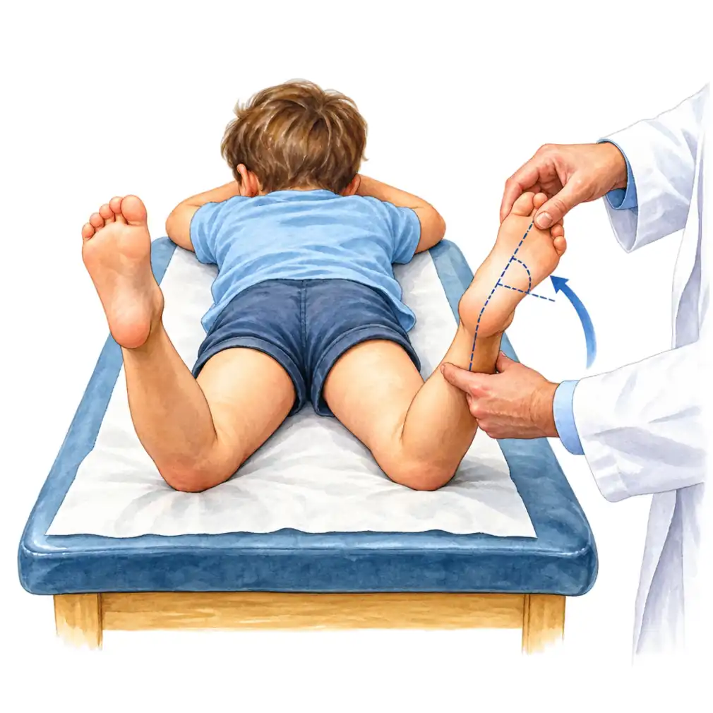 The hip, thigh, shin and foot are each measured for rotation separately. That examination matters more than an X-ray.