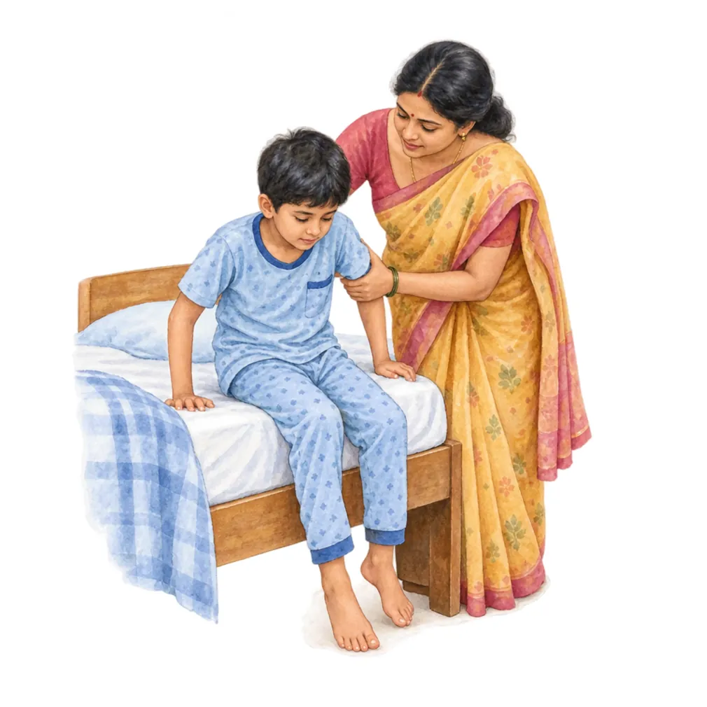 Stiffness is often worst in the morning and eases as the child moves.