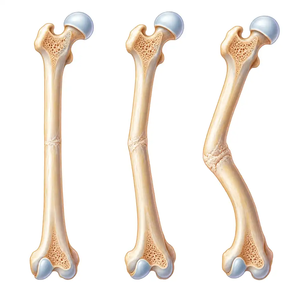 Nothing happens the day the bar forms. The bending appears 6 months to 2 years later, as the bone grows tethered on one side.