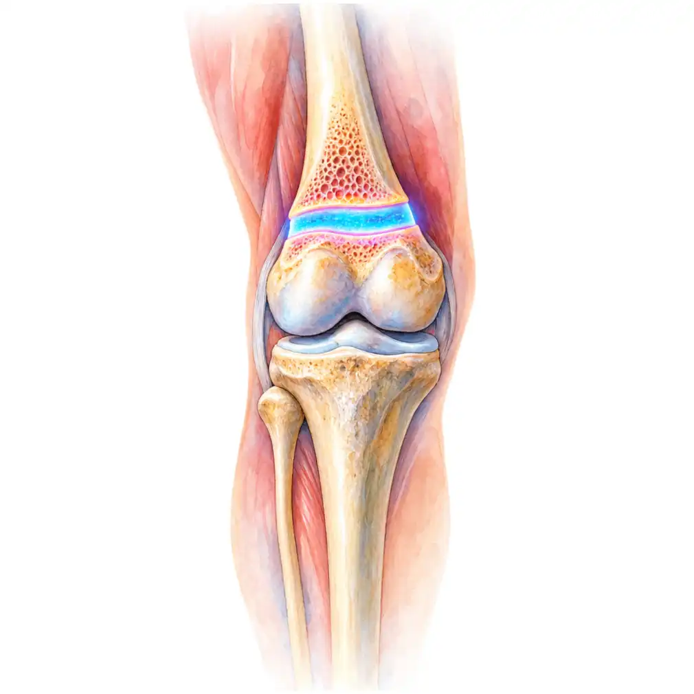 The growth plate just above the knee is the fastest growing in the body, and the commonest site for a bar.