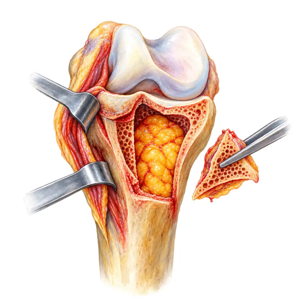 The bridge of bone is cut away and fat or cement put in its place, so the bridge cannot form again and the plate can grow.