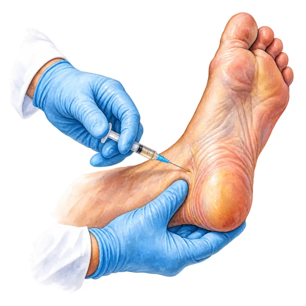 A steroid injection settles bad pain quickly but cannot be repeated often. Surgery is needed in only about 5 in 100.