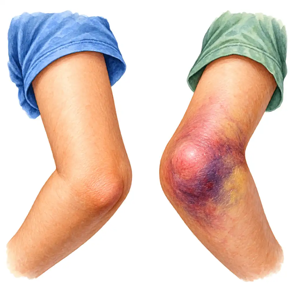 A pulled elbow leaves the elbow looking normal. Swelling, a bruise or a crooked arm is something else and needs an X-ray.