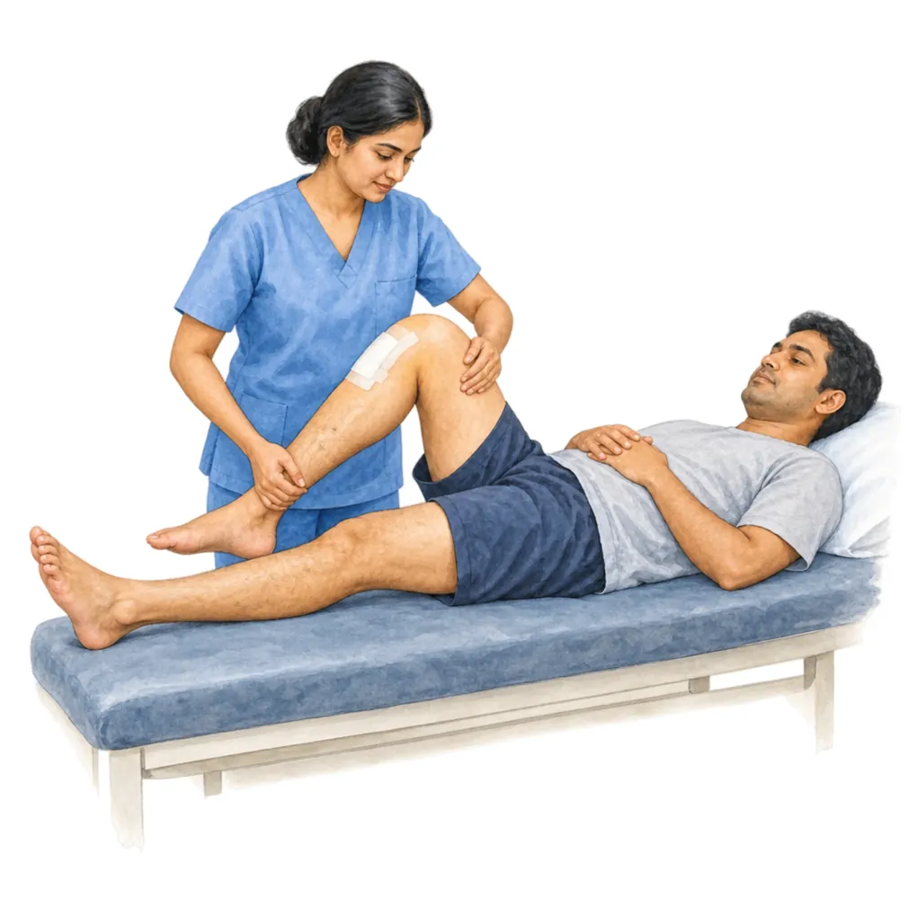 Early, regular physiotherapy after surgery is what keeps the new bend.