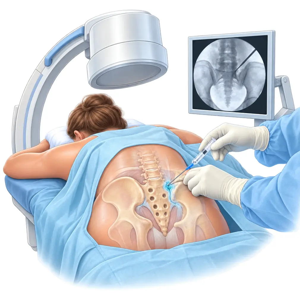 A steroid injection into the joint under imaging settles a bad flare — and relief also proves the joint was the source of the pain.