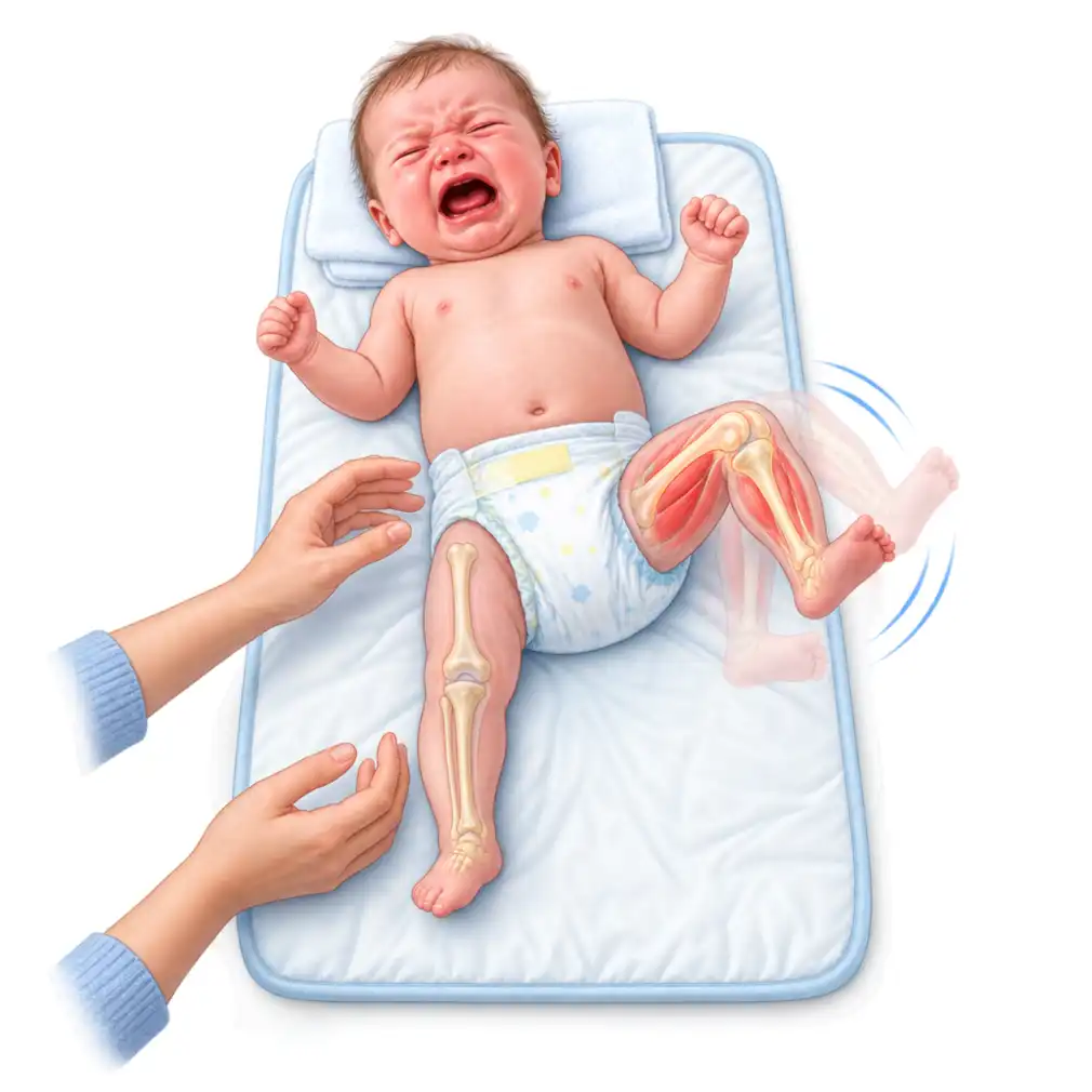 A baby cannot say where it hurts. Constant crying, refusing feeds, and one limb simply not moving while the others do.