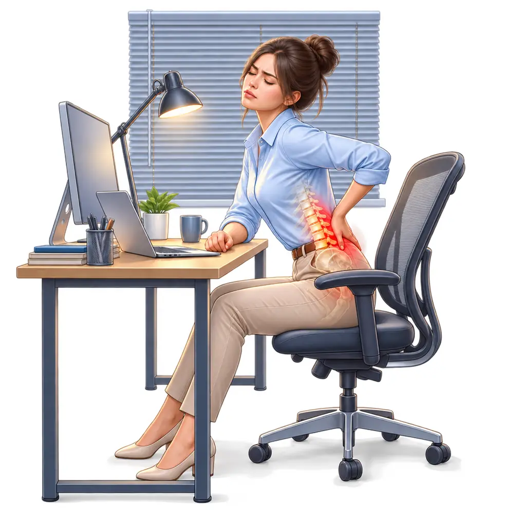 Eight to twelve hours indoors, air-conditioned, travelling by car — the result is tiredness sleep does not fix, and back and joint pain with no other explanation.
